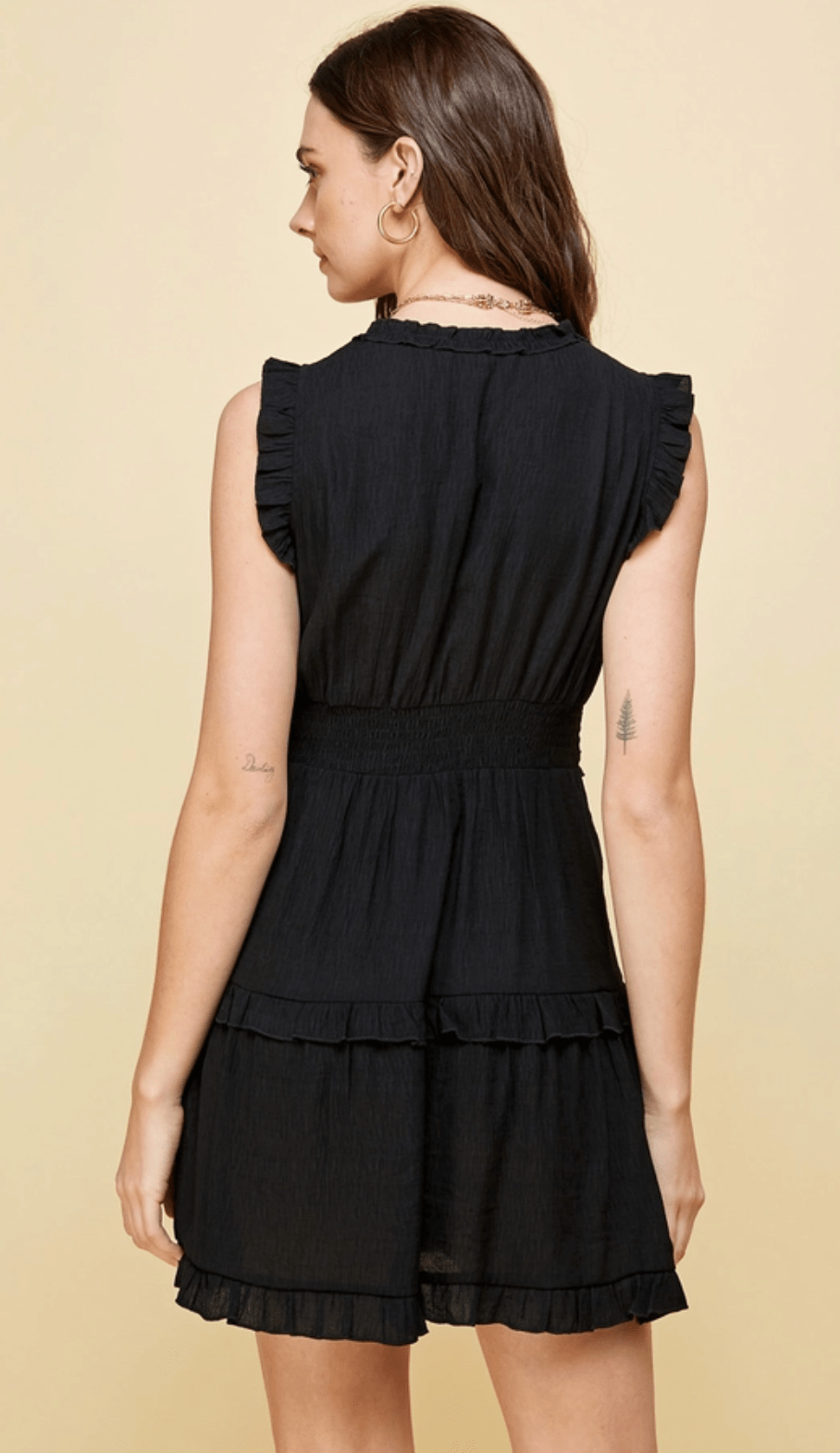 Sleeveless V Neck Ruffle Detail Dress - Chic Life