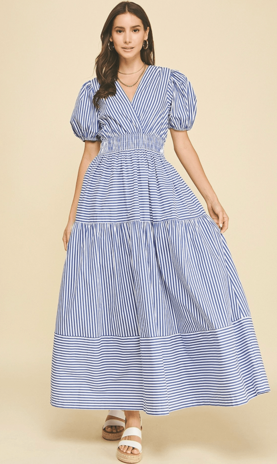Striped Tiered Maxi Dress by PINCH - chic life.com