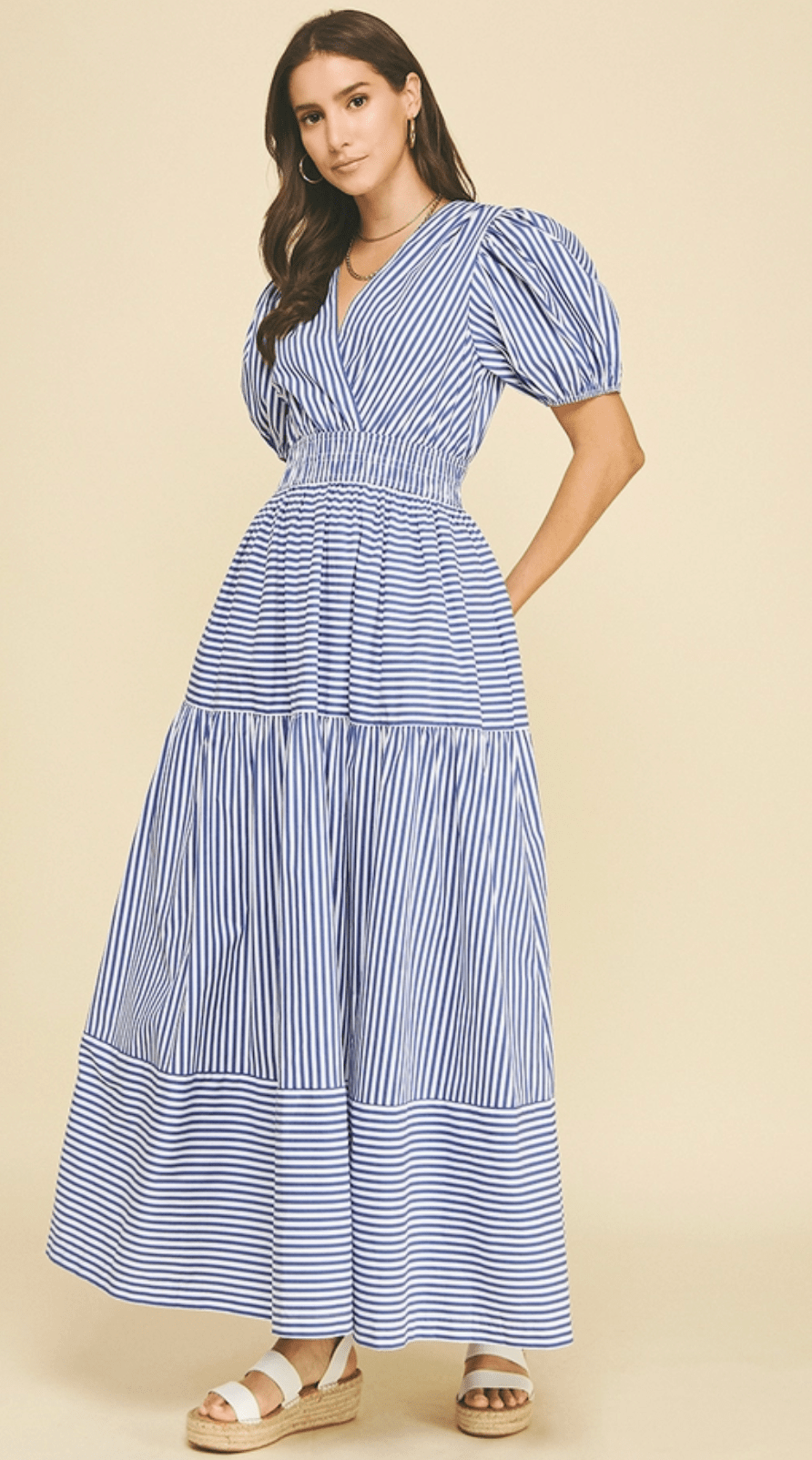 Striped Tiered Maxi Dress by PINCH - chic life.com