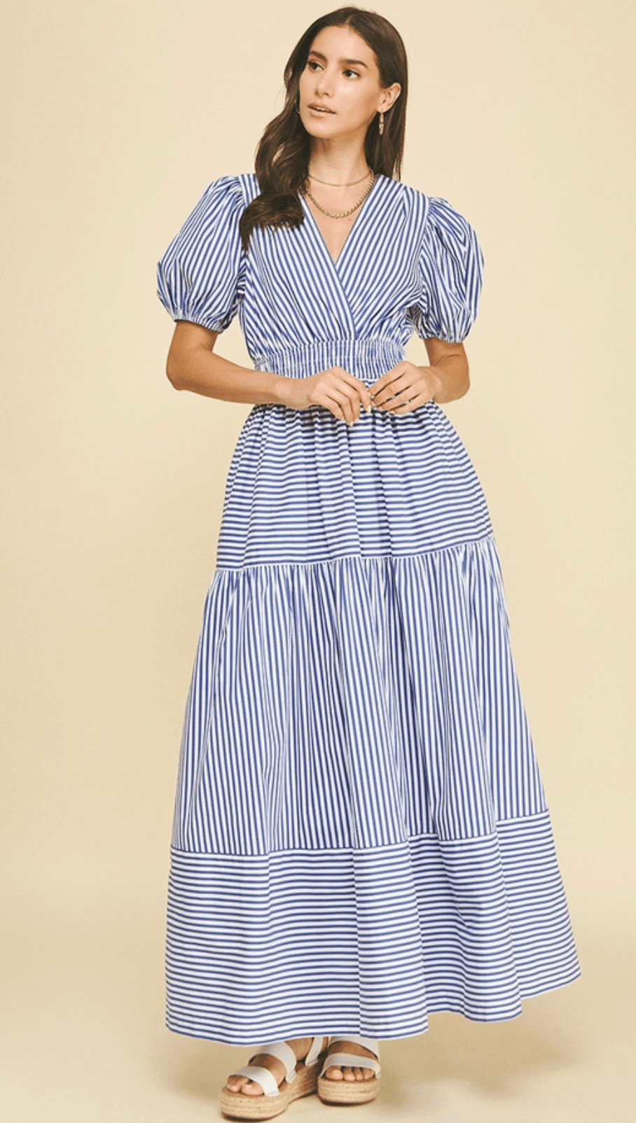 Striped Tiered Maxi Dress by PINCH - chic life.com