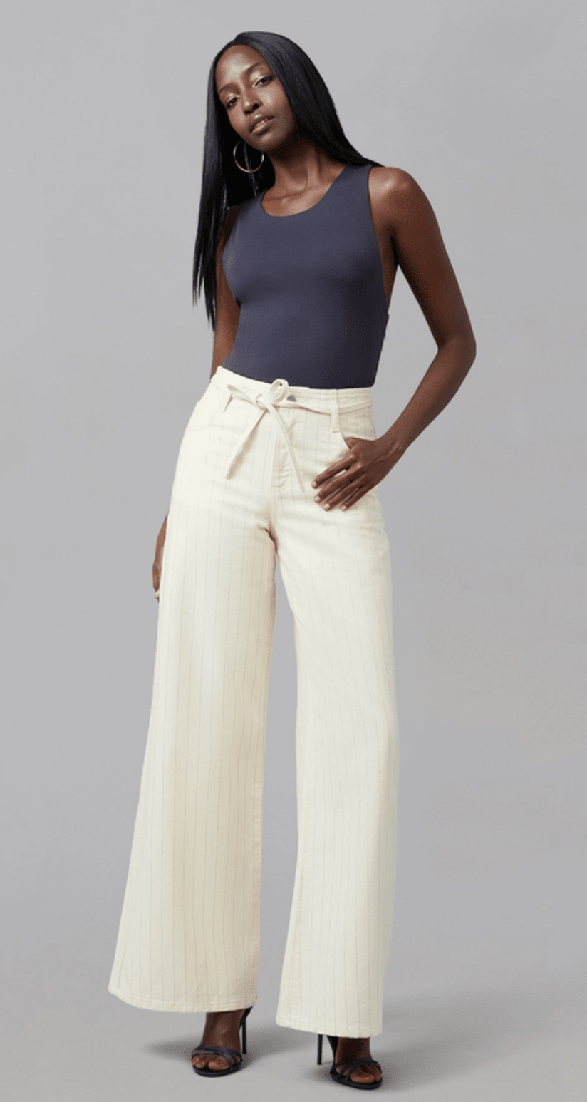 Ultra Rise Wide Leg Pin Striped Jeans