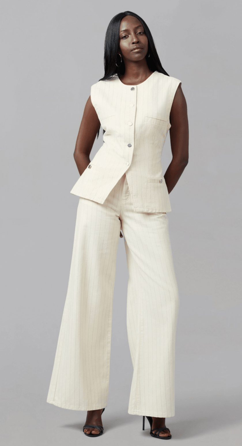 Ultra Rise Wide Leg Pin Striped Jeans - Chic Life
