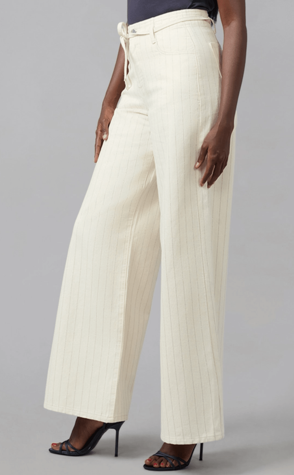 Ultra Rise Wide Leg Pin Striped Jeans - Chic Life
