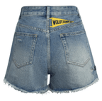 University of Michigan Denim Patched Shorts - chic life.com