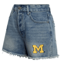 University of Michigan Denim Patched Shorts - chic life.com