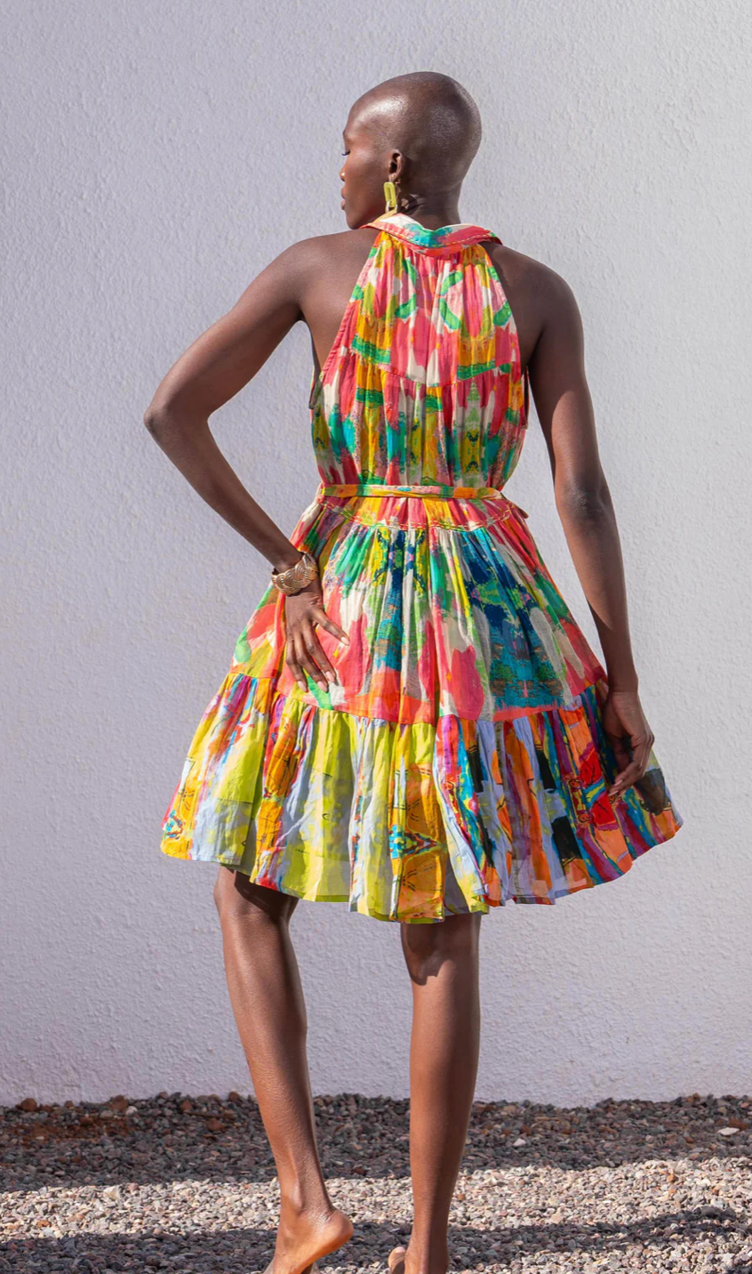 Watercolor Print Mini Dress - Chic Life