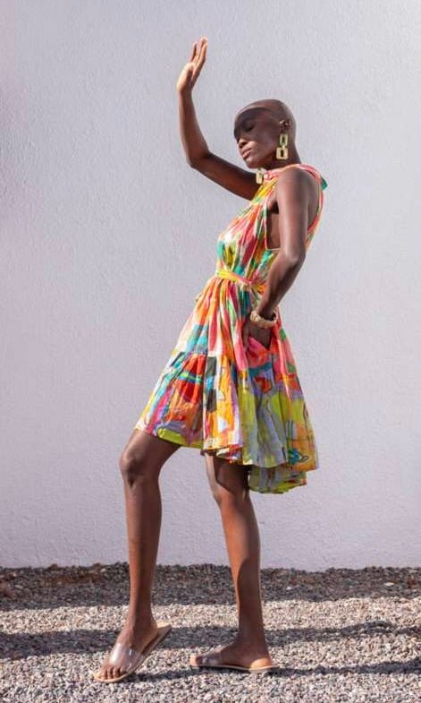 Watercolor Print Mini Dress - Chic Life